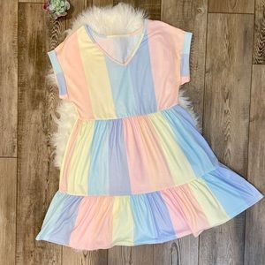 Women’s Multicolored Tiered Babydoll Dress